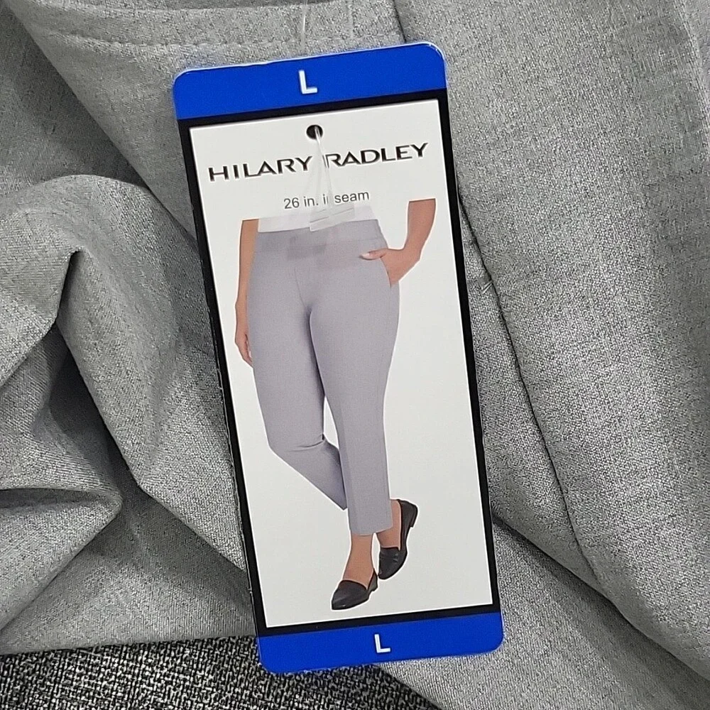Hilary Radley Womens Pull On Ankle Pants with Pockets Large Size Heather Gray - Picture 7 of 9